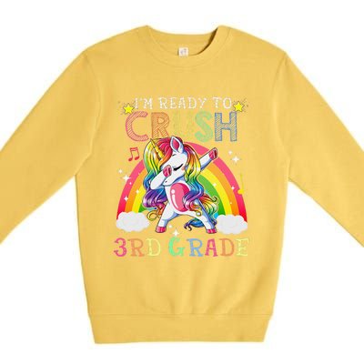 Dabbing Unicorn Im Ready To Crush 3rd Grade Back To School Premium Crewneck Sweatshirt