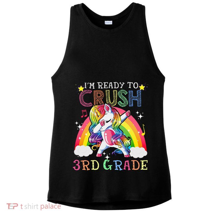 Dabbing Unicorn Im Ready To Crush 3rd Grade Back To School Ladies PosiCharge Tri-Blend Wicking Tank