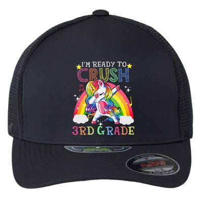 Dabbing Unicorn Im Ready To Crush 3rd Grade Back To School Flexfit Unipanel Trucker Cap