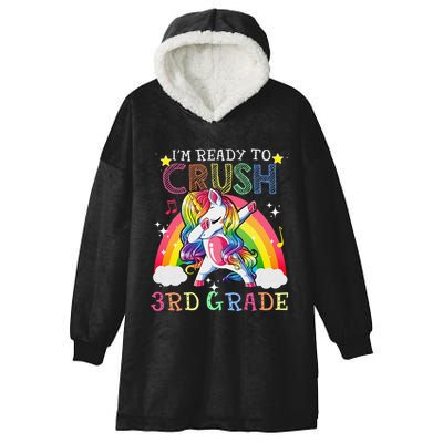 Dabbing Unicorn Im Ready To Crush 3rd Grade Back To School Hooded Wearable Blanket