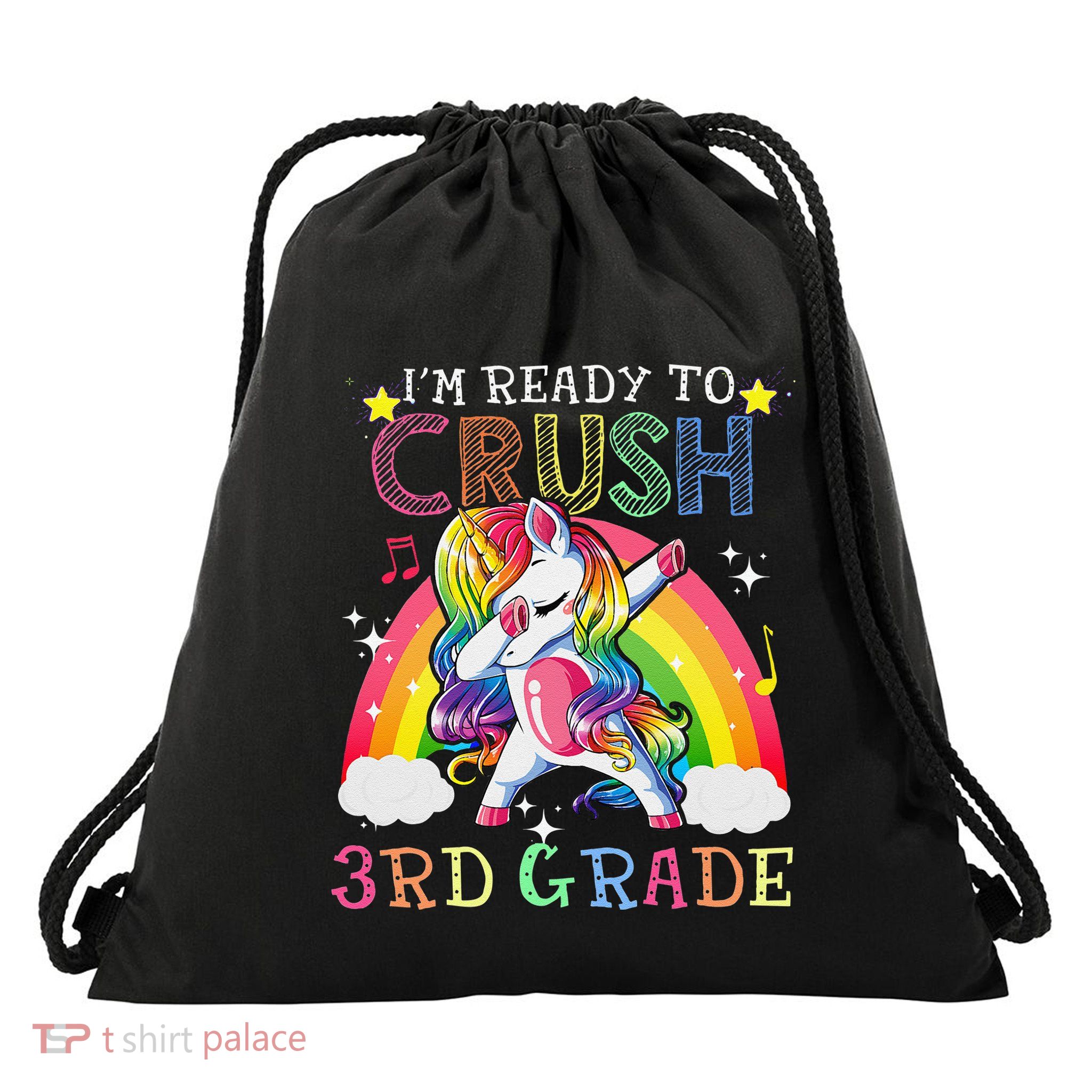 Dabbing Unicorn Im Ready To Crush 3rd Grade Back To School Drawstring Bag