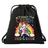 Dabbing Unicorn Im Ready To Crush 3rd Grade Back To School Drawstring Bag