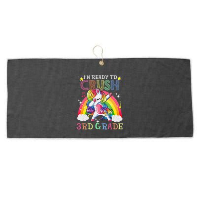Dabbing Unicorn Im Ready To Crush 3rd Grade Back To School Large Microfiber Waffle Golf Towel
