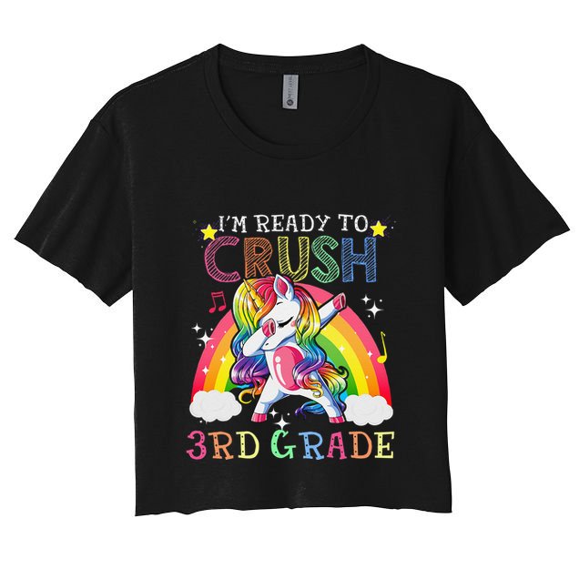 Dabbing Unicorn Im Ready To Crush 3rd Grade Back To School Crop Top