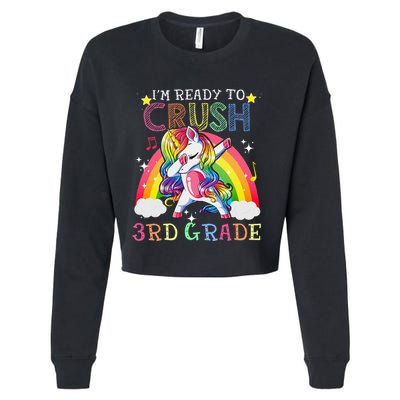 Dabbing Unicorn Im Ready To Crush 3rd Grade Back To School Cropped Pullover Crew