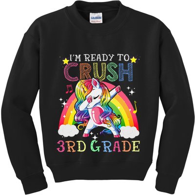 Dabbing Unicorn Im Ready To Crush 3rd Grade Back To School Kids Sweatshirt