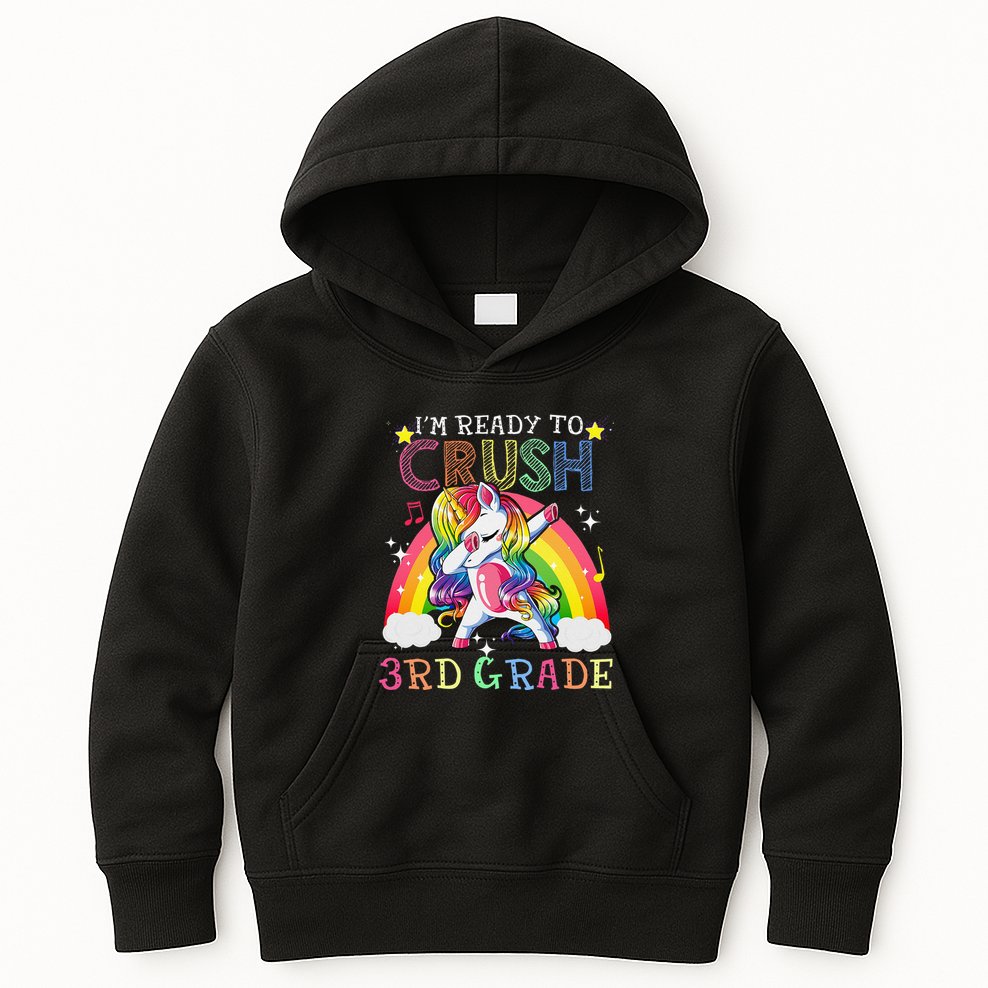 Dabbing Unicorn Im Ready To Crush 3rd Grade Back To School Kids Hoodie