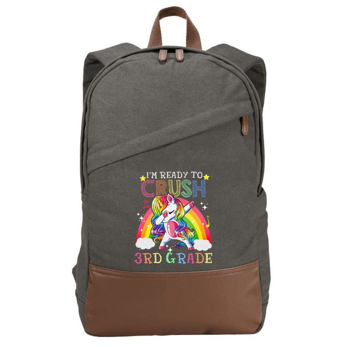 Dabbing Unicorn Im Ready To Crush 3rd Grade Back To School Cotton Canvas Backpack