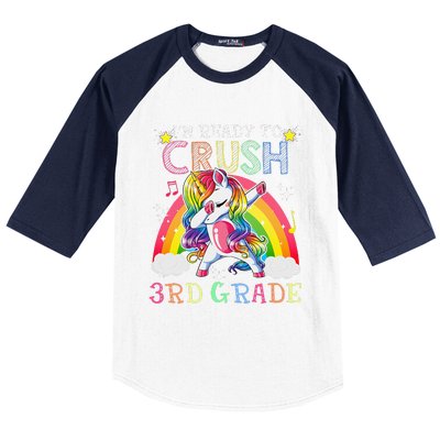 Dabbing Unicorn Im Ready To Crush 3rd Grade Back To School Baseball Sleeve Shirt