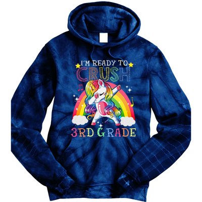 Dabbing Unicorn Im Ready To Crush 3rd Grade Back To School Tie Dye Hoodie