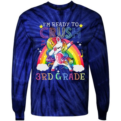 Dabbing Unicorn Im Ready To Crush 3rd Grade Back To School Tie-Dye Long Sleeve Shirt