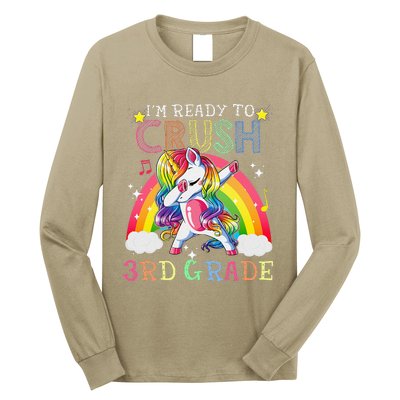 Dabbing Unicorn Im Ready To Crush 3rd Grade Back To School Long Sleeve Shirt