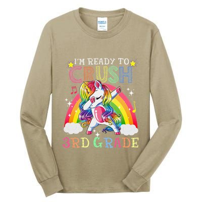 Dabbing Unicorn Im Ready To Crush 3rd Grade Back To School Tall Long Sleeve T-Shirt