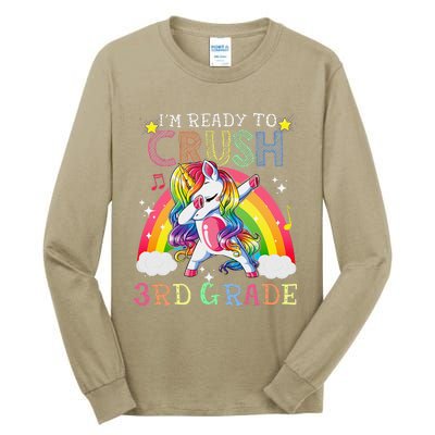 Dabbing Unicorn Im Ready To Crush 3rd Grade Back To School Tall Long Sleeve T-Shirt