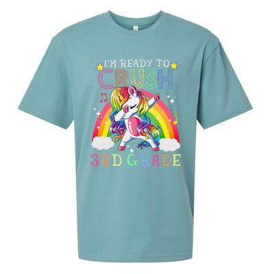 Dabbing Unicorn Im Ready To Crush 3rd Grade Back To School Sueded Cloud Jersey T-Shirt