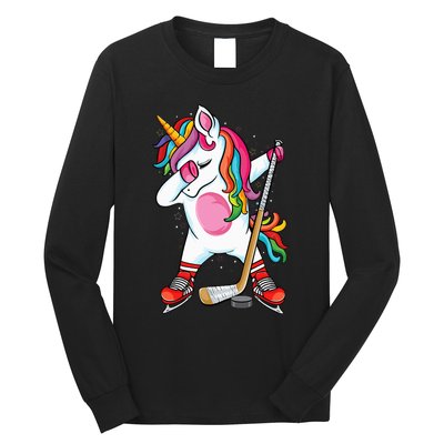 Dabbing Unicorn Ice Hockey funny ice Hockey Long Sleeve Shirt