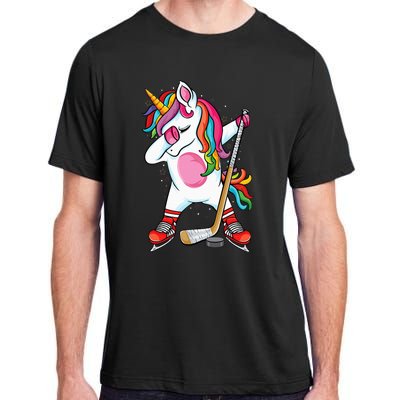 Dabbing Unicorn Ice Hockey funny ice Hockey Adult ChromaSoft Performance T-Shirt