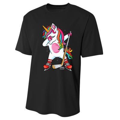 Dabbing Unicorn Ice Hockey funny ice Hockey Performance Sprint T-Shirt