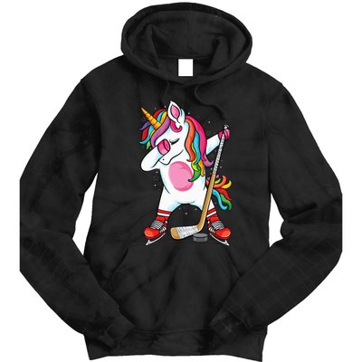 Dabbing Unicorn Ice Hockey funny ice Hockey Tie Dye Hoodie