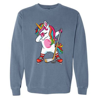 Dabbing Unicorn Ice Hockey funny ice Hockey Garment-Dyed Sweatshirt