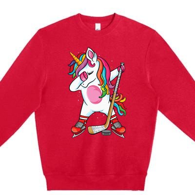 Dabbing Unicorn Ice Hockey funny ice Hockey Premium Crewneck Sweatshirt