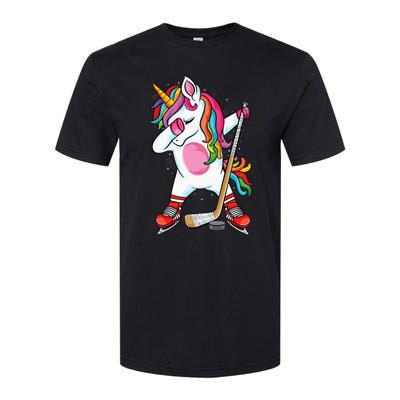 Dabbing Unicorn Ice Hockey funny ice Hockey Softstyle CVC T-Shirt