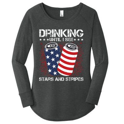 Drinking Until I Seel Stars Ans Stripes 4th Of July Women's Perfect Tri Tunic Long Sleeve Shirt