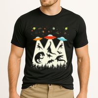 Dinosaur Ufo Lover Retro Alien Abduction Cooling Performance Crew T-Shirt
