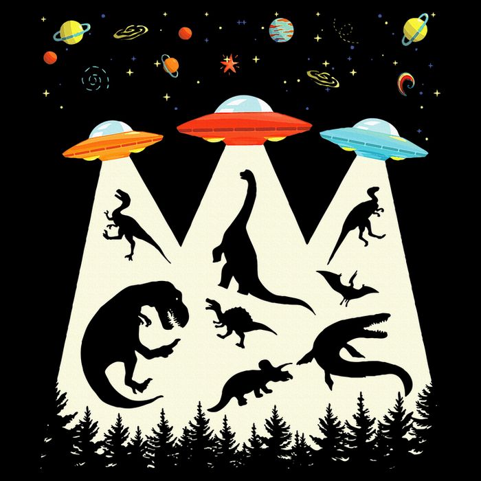 Dinosaur Ufo Lover Retro Alien Abduction Cooling Performance Crew T-Shirt