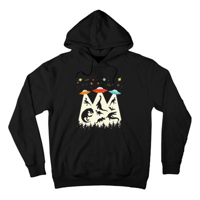 Dinosaur Ufo Lover Retro Alien Abduction Hoodie