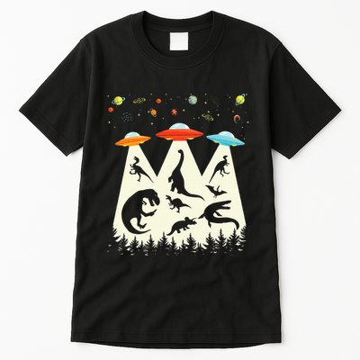 Dinosaur Ufo Lover Retro Alien Abduction Tall T-Shirt
