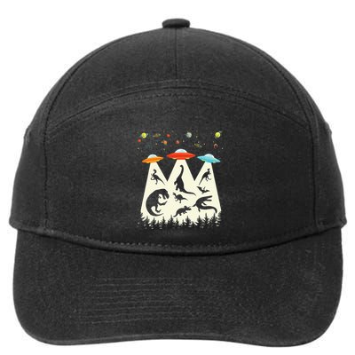 Dinosaur Ufo Lover Retro Alien Abduction 7-Panel Snapback Hat