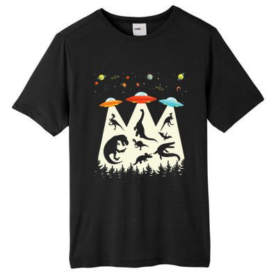 Dinosaur Ufo Lover Retro Alien Abduction Tall Fusion ChromaSoft Performance T-Shirt