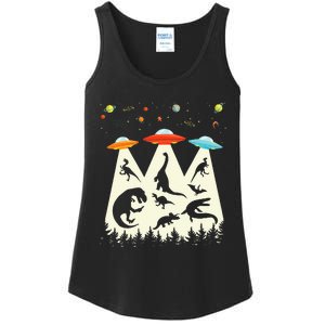 Dinosaur Ufo Lover Retro Alien Abduction Ladies Essential Tank