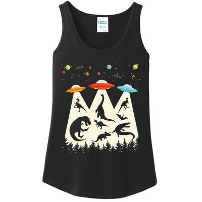 Dinosaur Ufo Lover Retro Alien Abduction Ladies Essential Tank