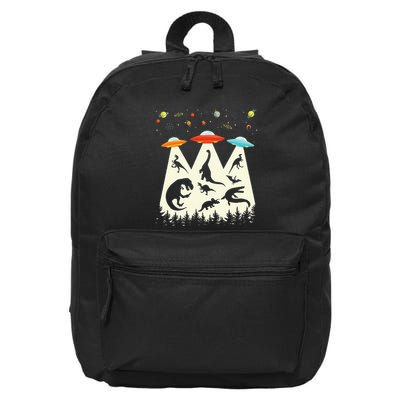 Dinosaur Ufo Lover Retro Alien Abduction 16 in Basic Backpack