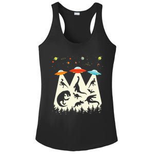 Dinosaur Ufo Lover Retro Alien Abduction Ladies PosiCharge Competitor Racerback Tank