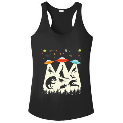 Dinosaur Ufo Lover Retro Alien Abduction Ladies PosiCharge Competitor Racerback Tank