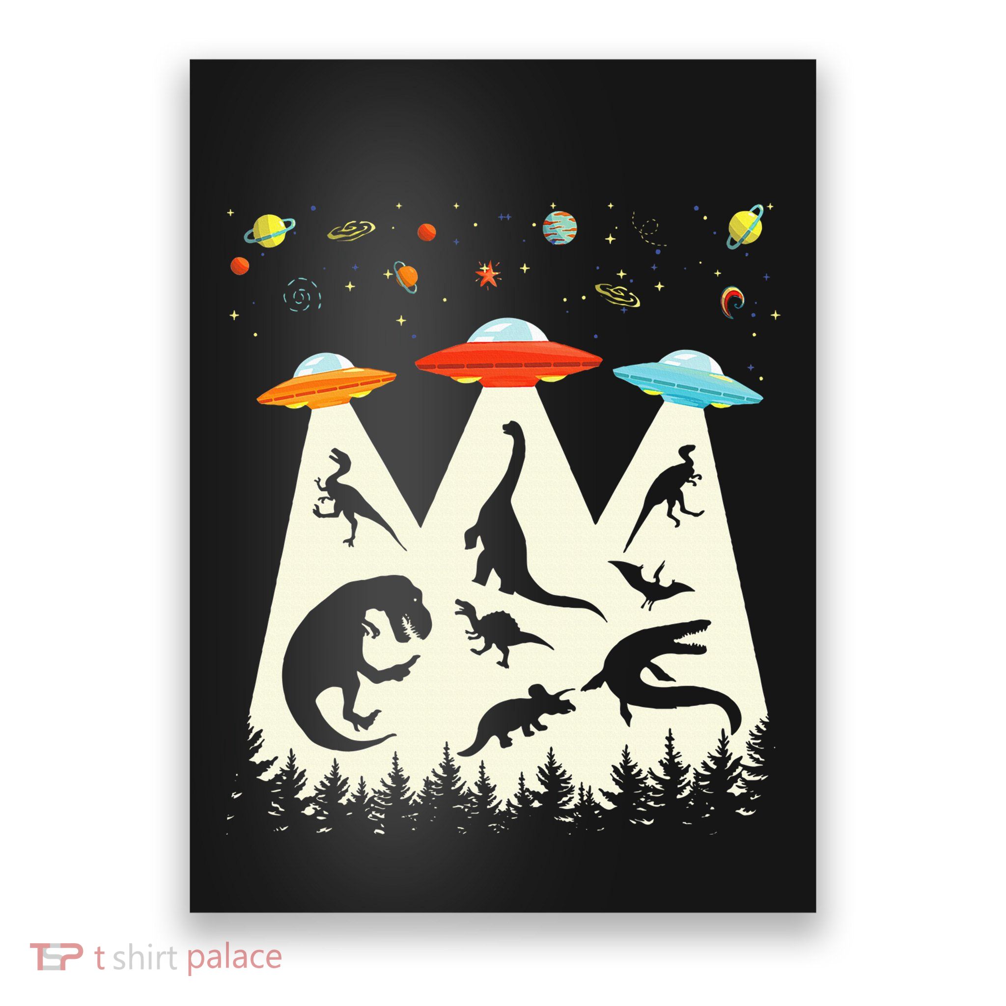 Dinosaur Ufo Lover Retro Alien Abduction Poster