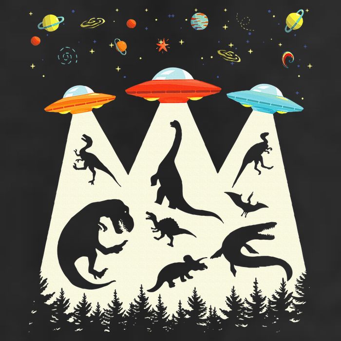 Dinosaur Ufo Lover Retro Alien Abduction 25L Jumbo Tote