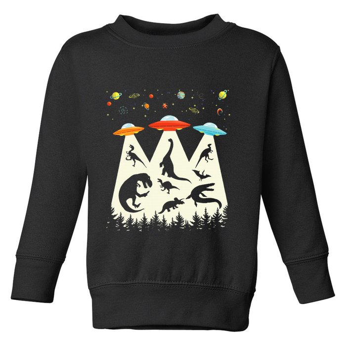 Dinosaur Ufo Lover Retro Alien Abduction Toddler Sweatshirt