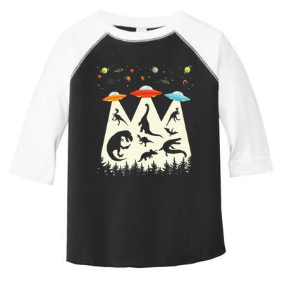Dinosaur Ufo Lover Retro Alien Abduction Toddler Fine Jersey T-Shirt