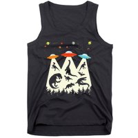 Dinosaur Ufo Lover Retro Alien Abduction Tank Top