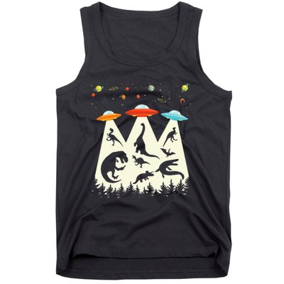 Dinosaur Ufo Lover Retro Alien Abduction Tank Top