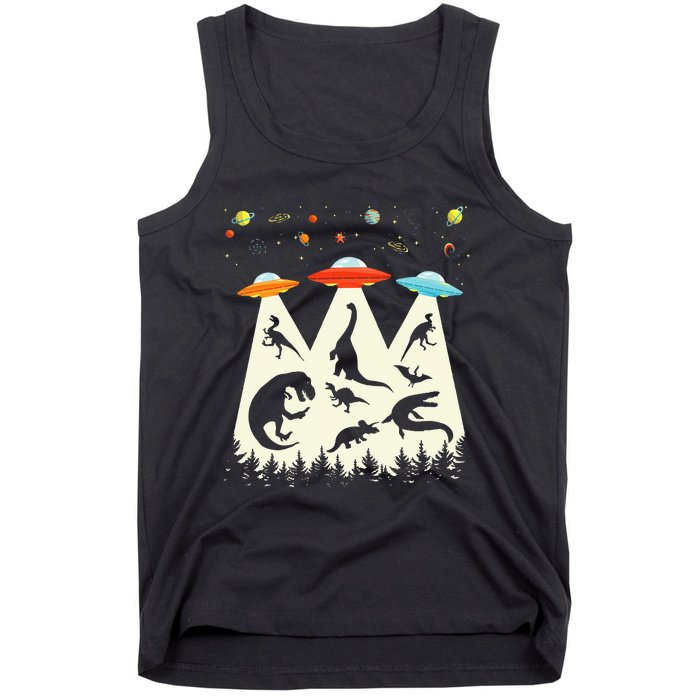 Dinosaur Ufo Lover Retro Alien Abduction Tank Top