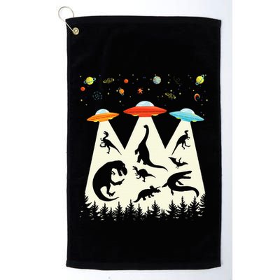 Dinosaur Ufo Lover Retro Alien Abduction Golf Towel