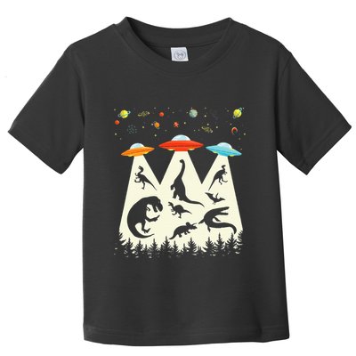 Dinosaur Ufo Lover Retro Alien Abduction Toddler T-Shirt