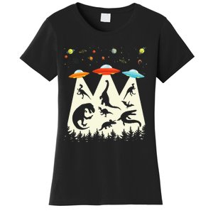 Dinosaur Ufo Lover Retro Alien Abduction Women's T-Shirt