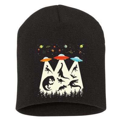Dinosaur Ufo Lover Retro Alien Abduction Short Acrylic Beanie