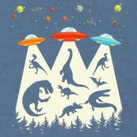 Dinosaur Ufo Lover Retro Alien Abduction Garment-Dyed Sweatshirt